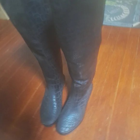 Henry Ferrera Black Over the Knee Boots - Picture 2 of 6